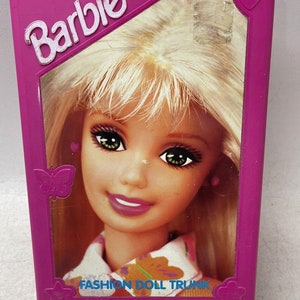 Vintage 1990s Barbie Fashion Doll Travel Trunk w/Barbie, Baby, Accessories