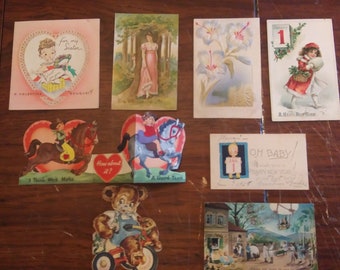 Sammlung von 8 Vintage-Feiertags- und Valentinstagspostkarten – Tourist, Wahrzeichen