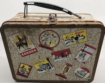 Vintage Ohio Art Passport World Travel Destinations Metal Tin Lunchbox TLC