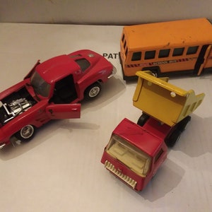 3 Vintage Pressed Metal & Die Cast Vehicles - Buddy L, Tonka, Revell