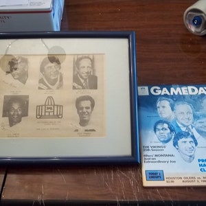 NFL Pro Footfall Hall of Fame Class Of 1985 Game Day Program and Framed Print