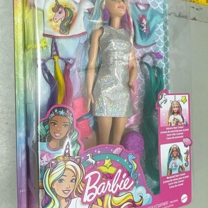 Mattel Barbie Fantasy Hair Doll + Butterfly Dress Doll - New, Sealed image 4