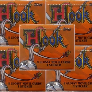 5 Packungen 1991 Hook Motion Picture/Movie Full Pack beinhaltet 8 Sammlerkarten und 1 Sticker