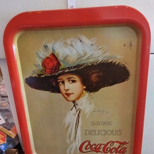 A &quot;Drink Delicious Coca-Cola&quot; Rectangular Advertising Serving Metal Tray
