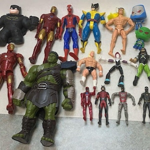 Vintage Superheroes Action Figures - Thor, X-Men, Wolverine, Hulk, Iron Man, Spiderman