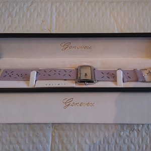 Genevex Quartz Ladies Watch, Light Purple Genuine Leather With Original Box, New