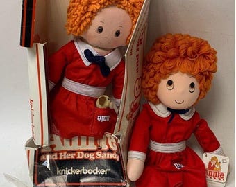 ヴィンテージ アニー ぬいぐるみ 布製人形 2 体 - Knickerbocker 製