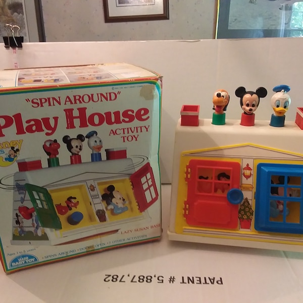 Vintage 1986 Disney Babies Spin Around Play House - Mickey, Donald & Pluto, IOB