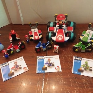 K'Nex Mariokart Super Mario, Yoshi, Toad Mushroom Racing Figures, Cars, Toys & Manuals+