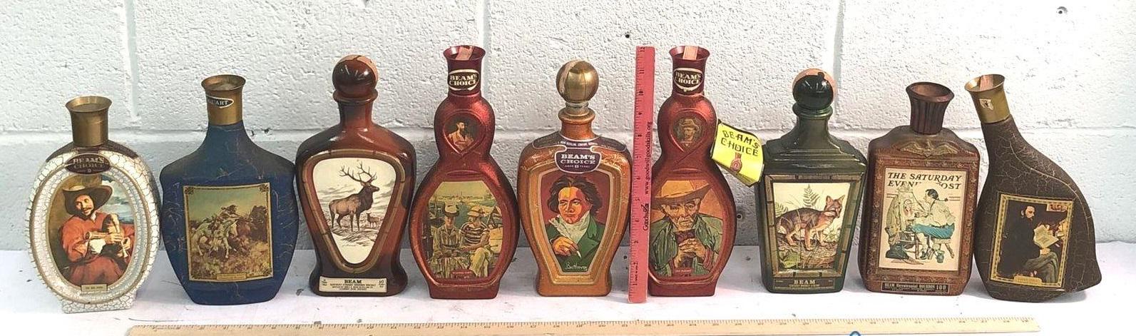9 Vintage 1970s James B. Beam Distilling Co. Ceramic Bottles - J