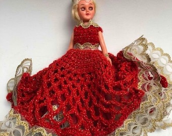 8" Vintage Unmarked Plastic Doll 8" Doll, Open/Close Blue Eyes, handmade dress