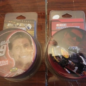 NASCAR No. 99 Office Depot Carl Edwards & No. 1 Bass Pro Shops Martin Truex Jr. coaster sets, MIP