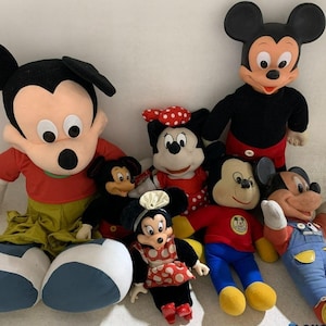 Vintage 1970-2000 - 7 Walt Disneys Musse och Mimmi Pigg plyschdockor bild 1