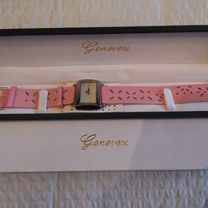 Genevex Quartz Ladies Watch, Pink Genuine Leather With Original Box, New