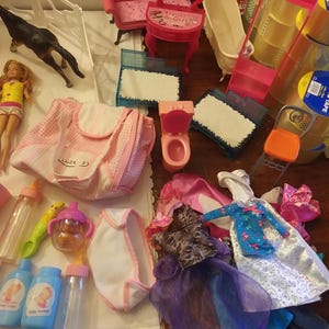 Barbie & Disney Princess Dolls - Ariel, Beast, Horse, Furniture, Wardrobe Closet, Barn image 6
