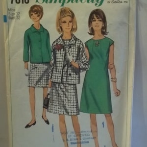 1967 Simplicity Sewing Pattern 7016 Misses&#39; Jacket, Dress size 12