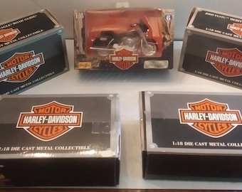5 Vintage Harley Davidson Die-Cast Metall Sammler Biker, IOB