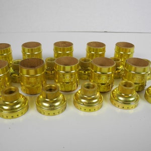 Lamp Parts Set of 10 New Leviton Brass Color Short Socket Housings with Base