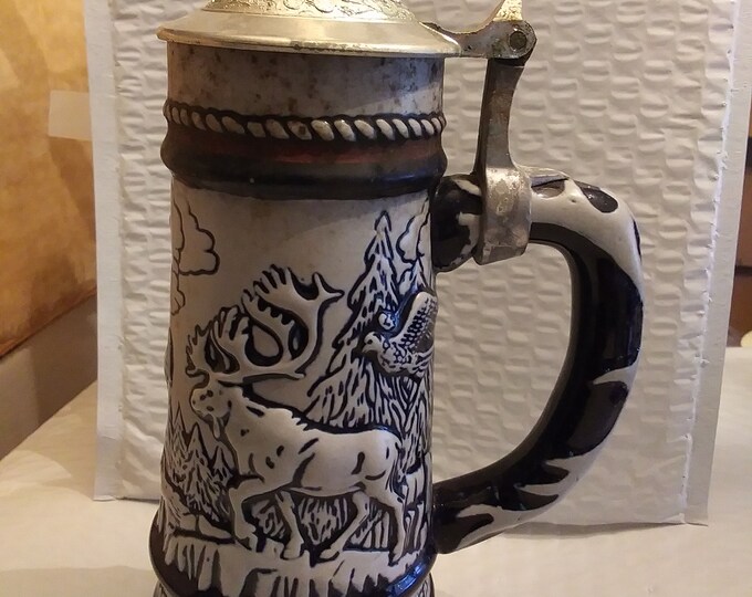 1976 Avon Beer Stein Wildlife Animals Themed With Metal Flip Cover Etsy