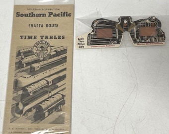 Vintage Pennsylvania Railroad Train Paper Glasses & WWII Era Southern Pacific Tables