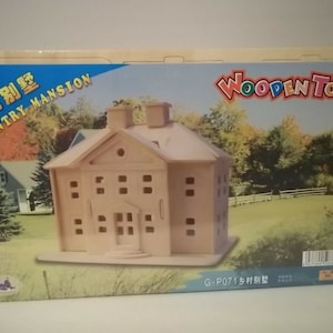 3D Puzzle Country Mansion Wooden Toy Construction Kit, MIB