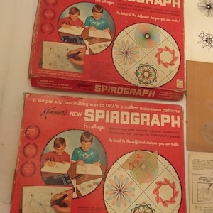 2 Vintage 1970s Spirograph Graphic Art Sets plus Extras by Kenner, IOB