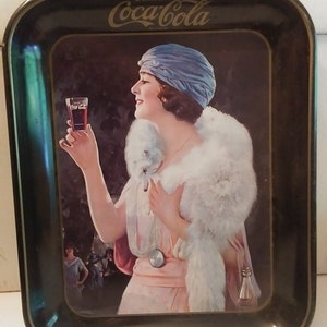 Vintage &quot;Drink Coca-Cola&quot; Lady Advertisement Metal Serving Tray v5