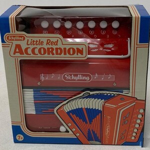 Schylling Little Red Accordion Toy Musical Instrument, IOB
