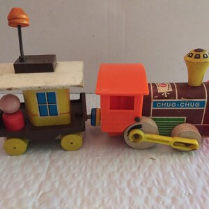 1964 Fisher Price Toys Little People Chug-Chug Train Engine, Caboose