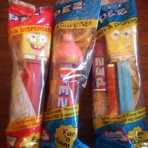Vintage 3 SpongeBob Squarepants PEZ Dispensers packs (1990s), IOP