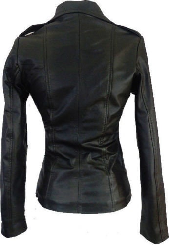 Womens Leather Jacket Real Genuine Lambskin Biker Motorcycle Vintage ...