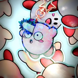 Serrated Knife Guy Anime - Powersaw Hungry Pink Boi Double Sided Cracked Holo Kirby Charm
