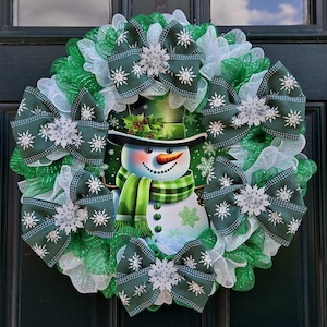 Christmas Wreath, Snowman Wreath (Snowflakes) (17&quot;)