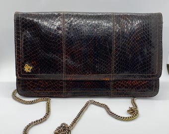 Vintage Genuine Snakeskin Clutch/shoulder bag. Early 1980s. Egyptian.