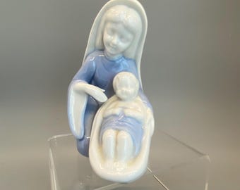 Figura vintage de porcelana de Lefton, María y Jesús. Virgen con el Niño Jesús.