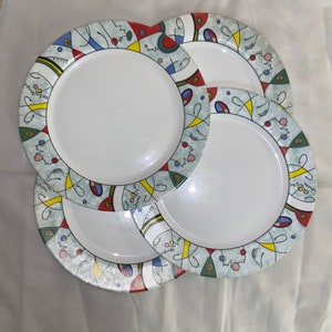 Vintage Arcopal Vegas Plates: Geometric Dinner Plates, Set of 6