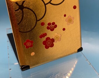 Kanazawa Gold Leaf Compact Mirror: Enamel Sakura Flowers, Double Mirror. Never used.