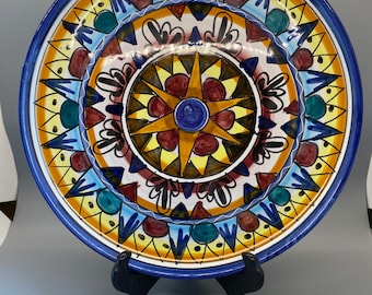Franco Pellegrino Camerota. Deruta Italian hand decorated plate.  Per Alimentari (useable for food).