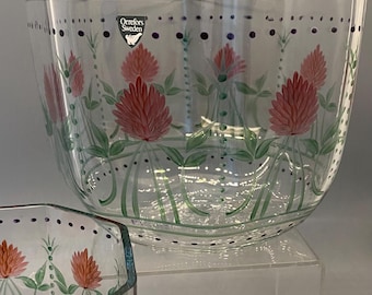 Vintage Orrefors Bowls: Hand-Painted Floral Design, 1970s