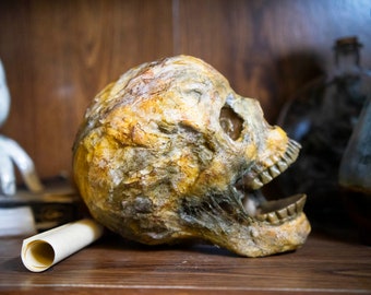 Mummy Skull - Egyptian artifact Mummy decoration - Spooky Macabre Vinyl and Cotton/latex Halloween Decoration