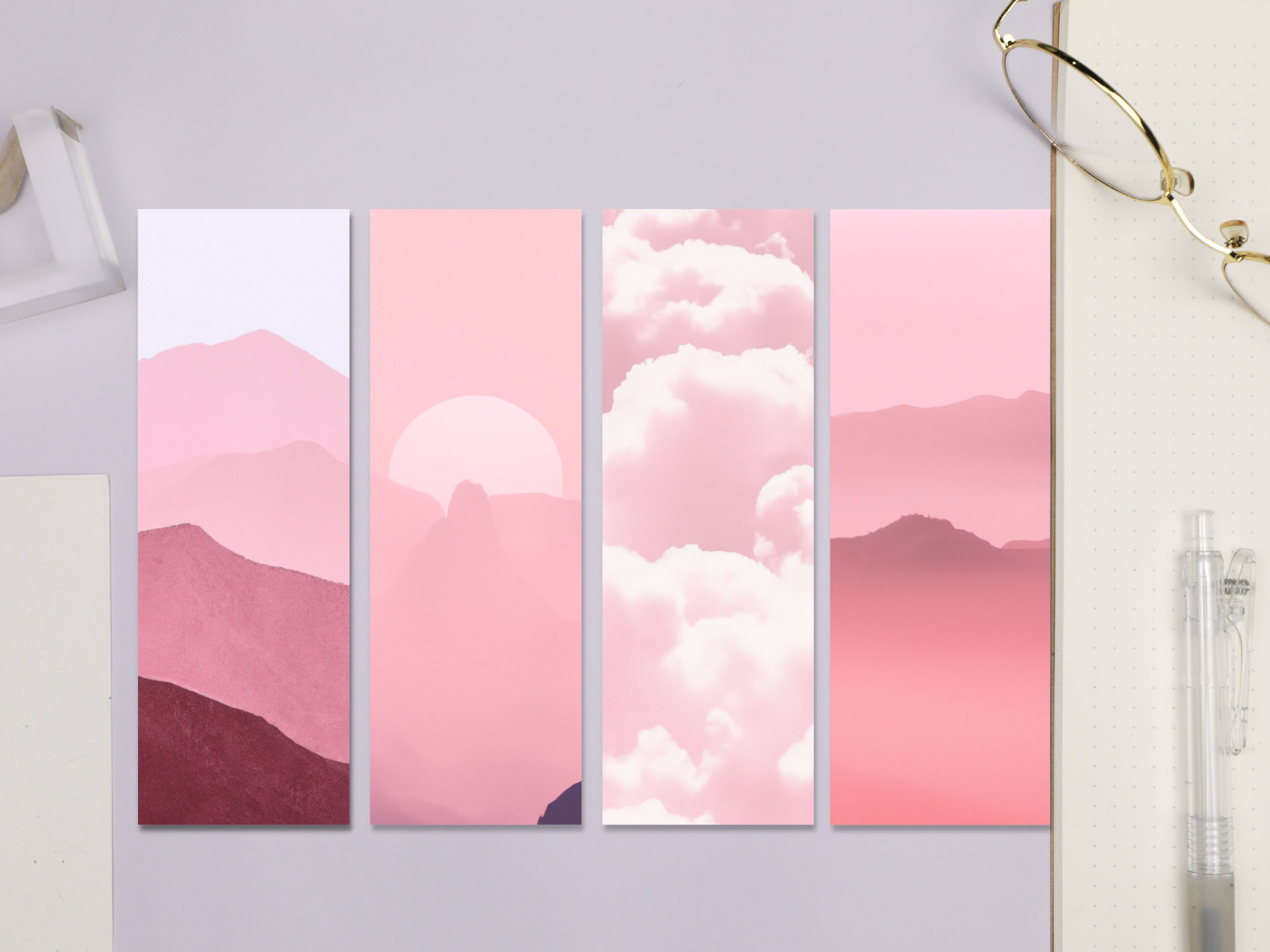 Pink Aesthetic Bookmark Set 4 Printable Bookmarks for Her - Etsy