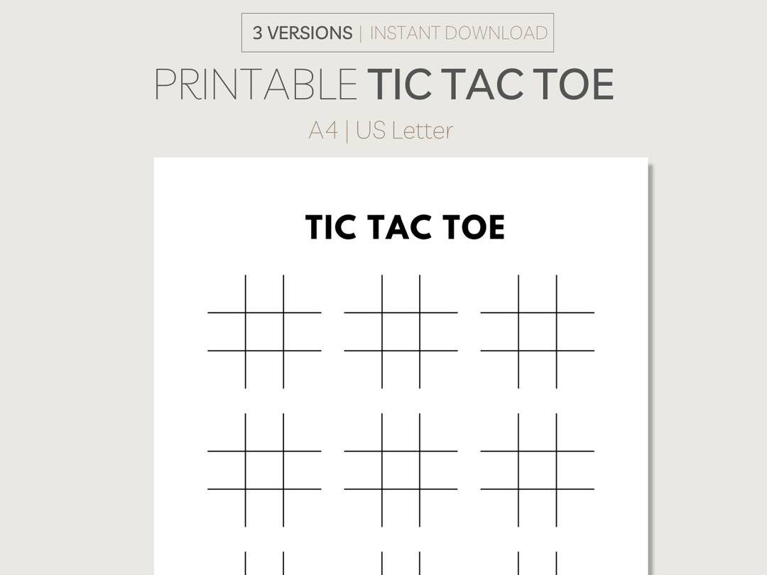Printable TIC TAC TOE Game Blank Tic Tac Toe Sheet Just - Etsy