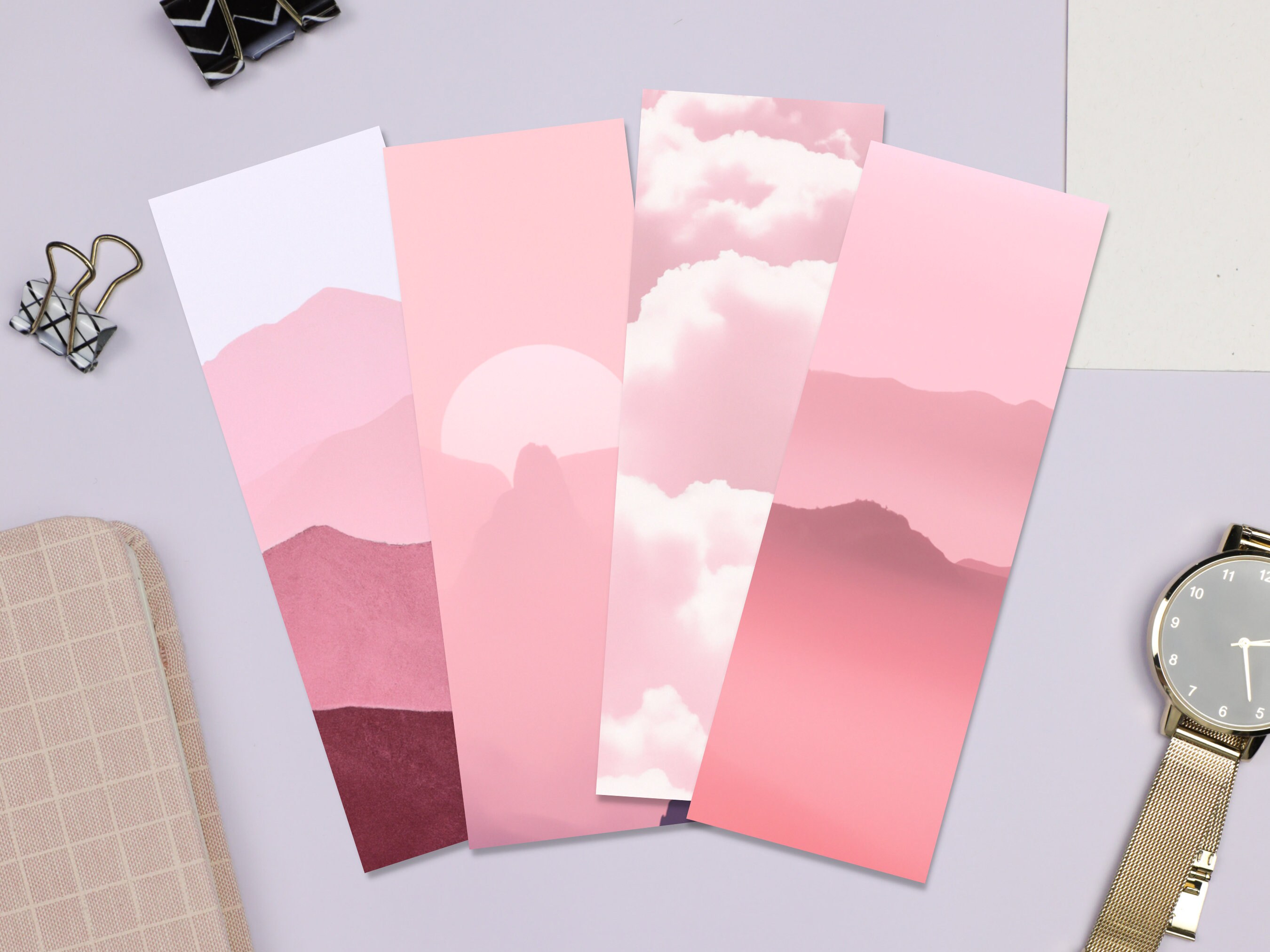 Pink Aesthetic Bookmark Set 4 Printable Bookmarks for Her - Etsy