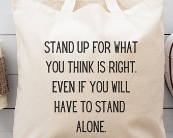 Stand up for what you thinks right Canvas Tote Bag, explicit language, wine lover, mental health, Reusable Grocery