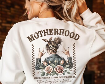 Motherhood Est. Sweatshirt | Rockin' Mom Life Graphic
