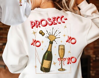 Prosecco XO Sweatshirt | Champagne Lover Crewneck | Vintage Wine Graphic Sweatshirt | Girls Night Celebration Top