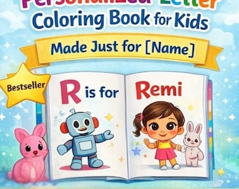 Personalized Coloring Book for Kids, Custom Name ABC Book, Alphabet Learning Gift
