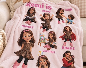 Personalized 3D Character Affirmation Blanket, Custom Name Gift for Kids