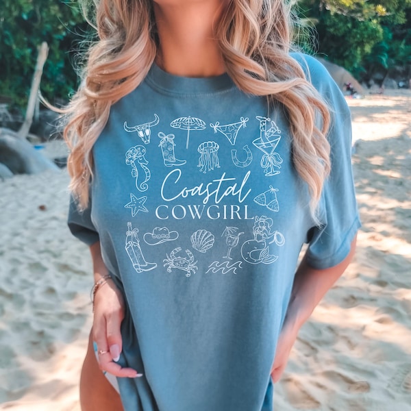 Coastal cowgirl-shirt strand western grafisch T-shirt zomer country cowgirl trend vakantie-outfit