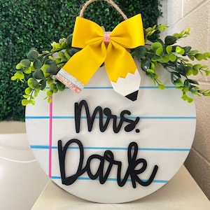 Personalized Teacher Door Hanger, 3D laser cut, teacher sign, classroom decor, teacher graduation gift ,back to school, teacher appreciation